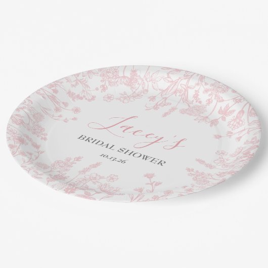 Assiettes En Carton Serviettes chinoiserie rose, serviettes en toile r (Angle)