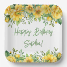 Serviettes de fête florales Vert Sauge Jaune