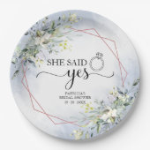 Assiettes En Carton Serviettes de mariage géométriques à verdure Elle (Devant)