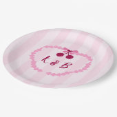 Assiettes En Carton Serviettes en Fête des mariées rose (Angle)