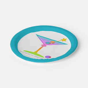 ASSIETTES EN CARTON SERVIETTES EN PAPIER - VERRE À MARTINI ARC-EN-CIEL