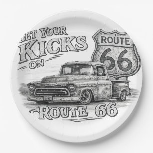 Assiettes En Carton Serviettes Route 66