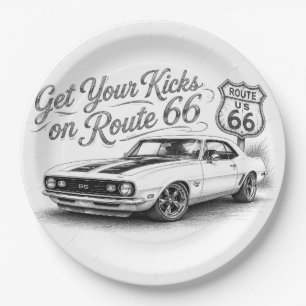 Assiettes En Carton Serviettes Route 66