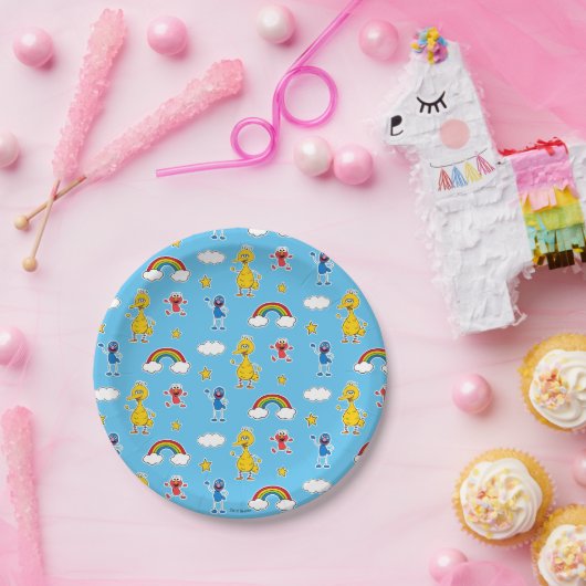 Assiettes En Carton Sesame Pals Rainbow Doodley Motif (Fête)