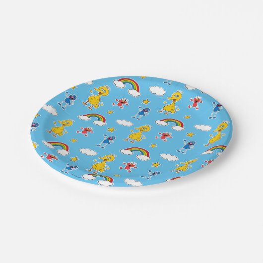 Assiettes En Carton Sesame Pals Rainbow Doodley Motif (Angle)
