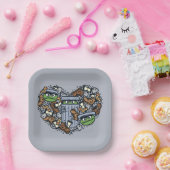 Assiettes En Carton Sésame Sésame | Oscar the Grouch Doodle Heart (Fête)