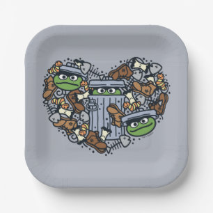 Assiettes En Carton Sésame Sésame   Oscar the Grouch Doodle Heart