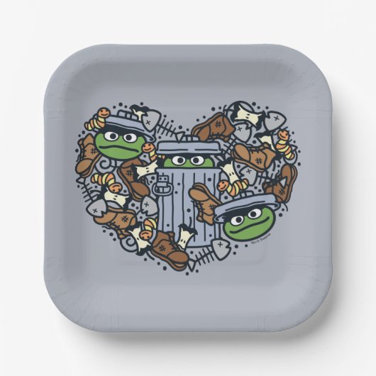 Assiettes En Carton Sésame Sésame | Oscar the Grouch Doodle Heart (Recto)