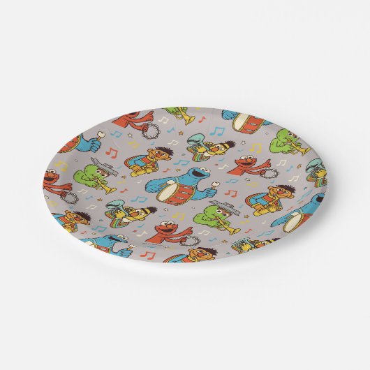Assiettes En Carton Sesame Street Band Gris Motif (Angle)