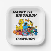 Assiettes En Carton Sesame Street Pals 1er anniversaire (Recto)
