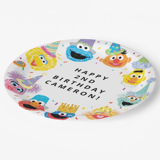 Assiettes En Carton Sesame Street Pals Confetti Anniversaire (Angle)