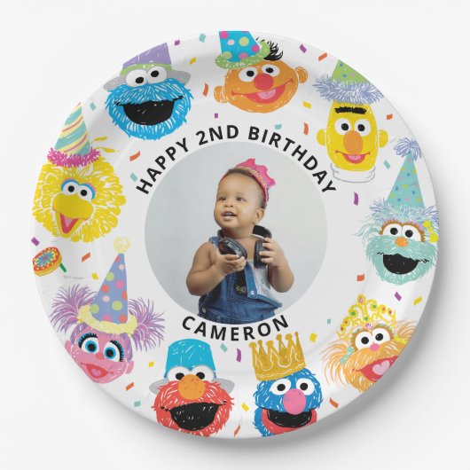 Assiettes En Carton Sesame Street Pals Confetti Anniversaire (Devant)