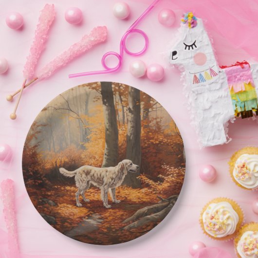 Assiettes En Carton Setter anglais en automne Leaves Fall Inspire (Fête)