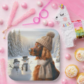 Assiettes En Carton Setter irlandais de Noël avec neigeurs (Fête)