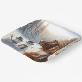 Assiettes En Carton Setter irlandais de Noël avec neigeurs (Angulaire)