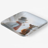 Assiettes En Carton Setter irlandais de Noël avec Snowman (Angulaire)