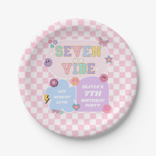 Assiettes En Carton Seven Is A Vibe Preppy Patch 7th Birthday Party