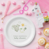 Assiettes En Carton Sexe Neutre Sage Vert Vêtements bébé Jouets Douche (Fête)