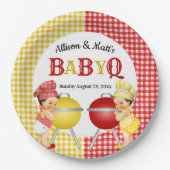 Assiettes En Carton Sexe Révéler Rouge Jaune En vichy bébé Q BBQ (Devant)