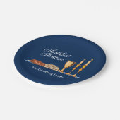 Assiettes En Carton Shabbat Shalom Custom Blue Sabbath Dîner (Angle)