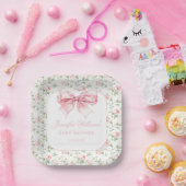 Assiettes En Carton Shabby chic arc rose fleuri bébé douche (Fête)
