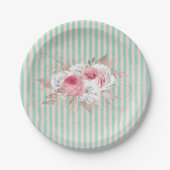 Assiettes En Carton Shabby Chic Bouquet Rose raypes (Devant)