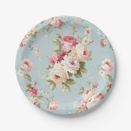 Assiettes En Carton Shabby Chic floraux (Devant)