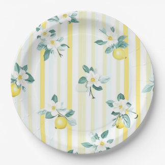 Assiettes En Carton Shabby Chic Lemon Floral Series Design #12