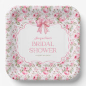 Assiettes En Carton Shabby Chic Rose Bouquet Mariage (Recto)