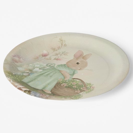 Assiettes En Carton Shabby Chic Spring Rabbit (Angle)