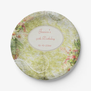 Assiettes En Carton Shabby Chic Sweet 50e Anniversaire & Fleurs Sauvag