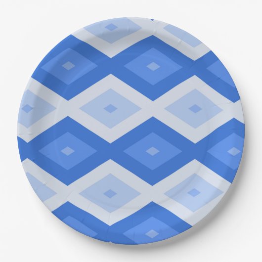 Assiettes En Carton Shades of blue diamond pattern (Devant)