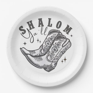 Assiettes En Carton Shalom Y'all Cowboy juif Hanoukka Ouest