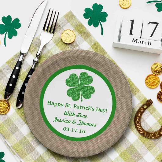 Assiettes En Carton Shamrock & Burlap St. Patrick's Day
