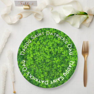 Assiettes En Carton Shamrock Clover Feuille St. Patrick's Day Party