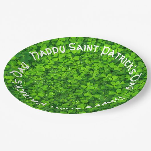 Assiettes En Carton Shamrock Clover Feuille St. Patrick's Day Party (Angle)