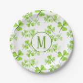 Assiettes En Carton Shamrock d'aquarelle Motif Monogramme SPD Party (Devant)