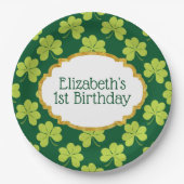 Assiettes En Carton Shamrock de Clover Vert mignon Anniversaire Motif (Devant)