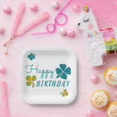 Assiettes En Carton Shamrock de trèfle à quatre feuilles Joyeux annive (Fête)