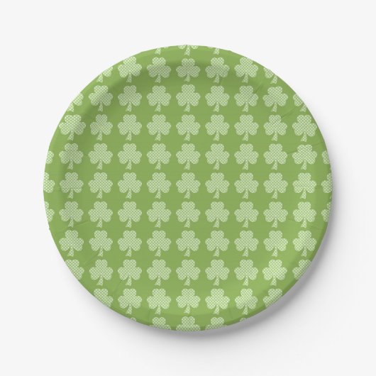Assiettes En Carton Shamrock de verdure Clover Pois Patrick's Day (Devant)