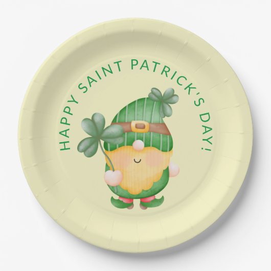 Assiettes En Carton Shamrock Gnome Bonne Saint Patrick (Devant)