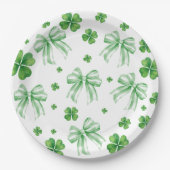 Assiettes En Carton Shamrock Green Bow St. Patricks Day  (Devant)