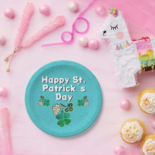 Assiettes En Carton Shamrock moderne Clover Joyeux Saint Patrick`s Day (Fête)