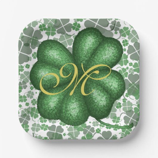 Assiettes En Carton Shamrock monogramme (Recto)