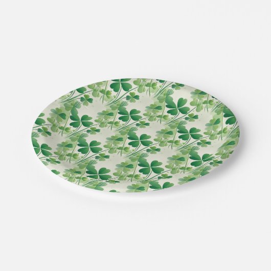 Assiettes En Carton Shamrock vert Clover Motif St Patrick's Day (Angle)