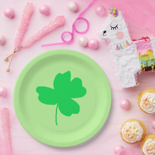 Assiettes En Carton Shamrock vert Quatre feuilles Clover Vert Plaques  (Fête)