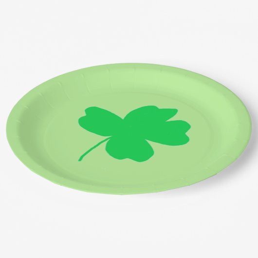 Assiettes En Carton Shamrock vert Quatre feuilles Clover Vert Plaques  (Angle)