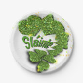 Assiettes En Carton Shamrocks verts | Coeurs étincelants Shainte (Devant)