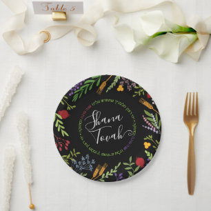 Assiettes En Carton Shana Tovah voeux du Nouvel An juif