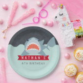 Assiettes En Carton Shark Boy Marine Blue Pool Plaque en papier d'anni (Fête)